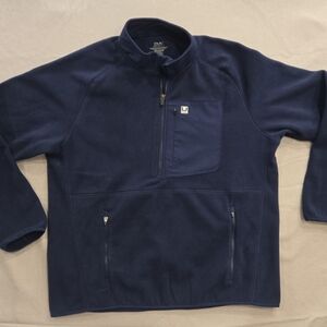 Huk Waypoint Jacket Mens Large Blue Fleece 1/2 Zip Pullover Outdoor Fishing